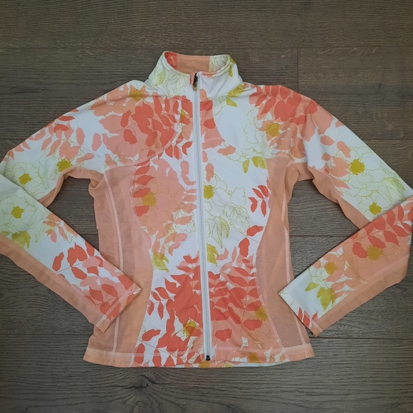 lululemon athletica Jackets & Blazers - Lululemon Floral Pocket Back Mesh Panel Athletic Zip Up Jacket